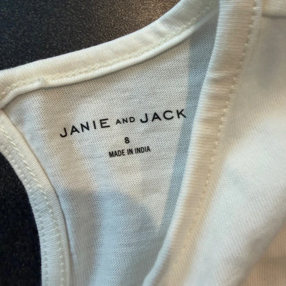 Janie and Jack Long Sleeve Tee Size 8 Christmas Tree Ruffle Shoulder White